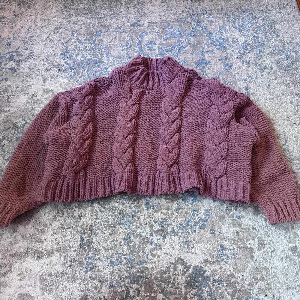 altar’d state chunky cable knit sweater – mauve – size s